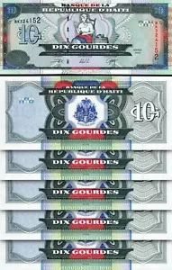 Haiti 10 Gourdes 2000, UNC, 5 Pcs LOT, Consecutive, P-265a, Prefix BQ - Picture 1 of 4