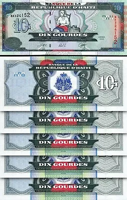 Haiti 10 Gourdes 2000, UNC-, 5 Pcs LOT, P-265a, Prefix BQ - Image 1 of 4