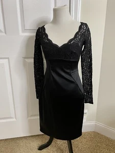 Damen Maggy London Petites Satin und Spitze Partykleid • Größe 4P * Neu mit Etikett - Bild 1 von 10