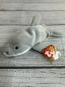 FLASH Dolphin 4021 TY Beanie Baby 1993 3rd Generation Tush Tag PVC Tag Errors - Picture 1 of 11