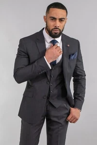 Cavani Men’s Slim Fit Suit in Charcoal Grey 3-Piece Set Clearance Sale Was £225 - Picture 1 of 10
