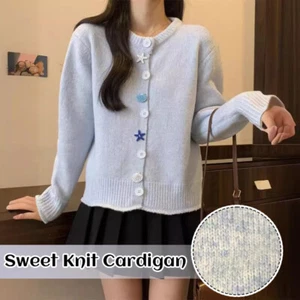 Sweet Knit Cardigan Retro Gentle Girls Sweater Classical Knitwear Autumn Winter - Picture 1 of 13