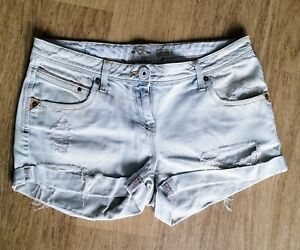 River Island Faded Ripped Denim Shorts Size 10