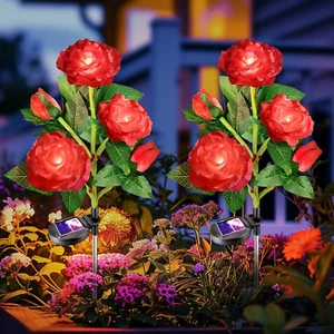 Solar Garden Lights Decorations Outdoor :Flower Light Waterproof Powered for out - Picture 1 of 8