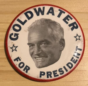 Barry Goldwater For President Button Pin 3.5" Political Campaign Rare - Picture 1 of 3