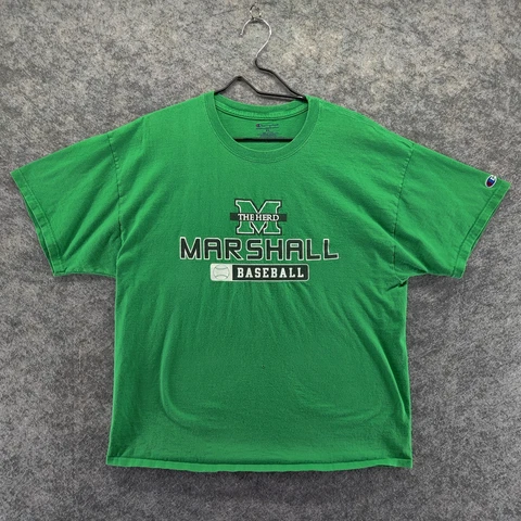 Marshall Thundering Herd Shirt Adult Men's XL Green Champion College Baseball * Cover
