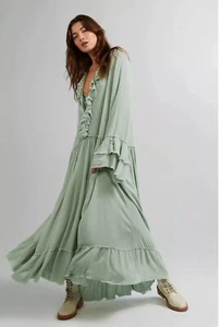 $168 Free People Endless Summer Sweet Darlin Maxi Dress Mint Green Oversized S - Picture 1 of 17