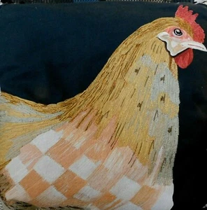 MACKENZIE-CHILD'S EMBROIDERED CHICKEN PILLOW,NEW - Picture 1 of 6