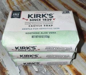 3 BARS 100% Premium Coconut Oil, Gentle Castile Soap, Soothing Aloe Vera 4 oz - Picture 1 of 6