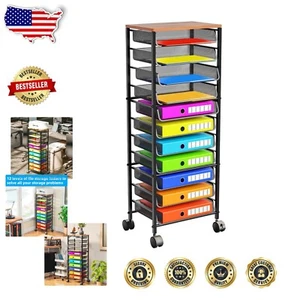 Elegant 12-Tier Rolling File Organizer with Lockable Casters for Easy Mobility - Picture 1 of 8