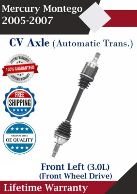 Eixo dianteiro esquerdo CV original para 2005-2007 Mercury Montego 3.0L 2WD automático trans. - Imagem 1 de 4