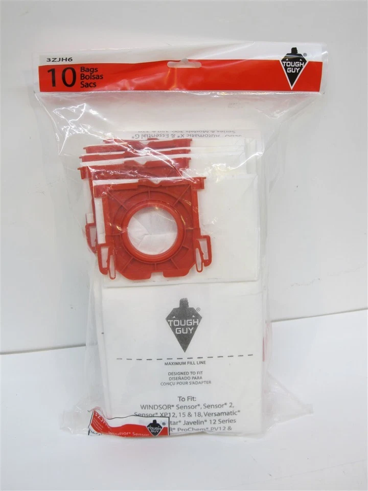 Tough Guy 3ZJH6, Commercial Hi-Filtration Vacuum Bag, 3-Ply, 10 Pack - Image 1 of 1
