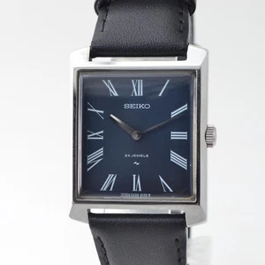 220 Oh Seiko Chario Tank Hand-Wind Navy Roman Boxed - Picture 1 of 18