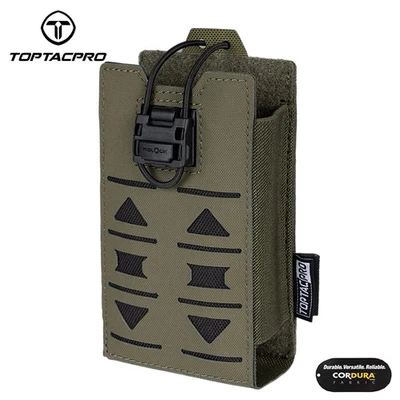 TOPTACPRO Tactical Radio Pouch Talkie Walkie Carrier MOLLE PRC148 152 MPU5 Camo