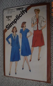 Simplicity Missess Half Size Pattern 9853 Dress Jacket Sz 22.5 24.5 Uncut - Picture 1 of 2