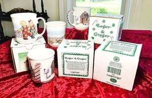 Longaberger Christmas 2000 "Roger & Ginger" Mugs, Set of 4, LN w/ boxes - Picture 1 of 7