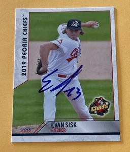 Evan Sisk SIGNED 2019 Peoria Chiefs Team Card Rc Auto Pitt Pirates KC Royals - Picture 1 of 2