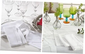 White Special Occasion Holiday Dinner Napkin, Hemstitch 20" x 20" (Set of 12) - Picture 1 of 3