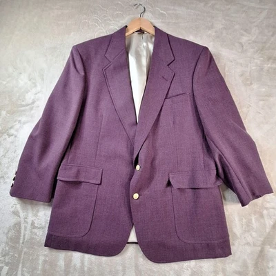 Blazer Stafford Para Hombres 42R Púrpura Mezcla de Lana Botones Dorados Ventilación Única Hecho en EE. UU. Foto 1 de 4