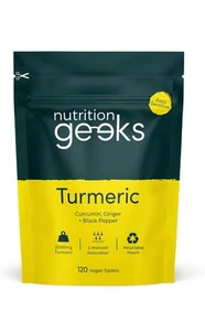 Nutrition Geeks Cúrcuma Curcumina, Jengibre y Pimienta Negra 2000mg - 120 Alto... - Imagen 1 de 2