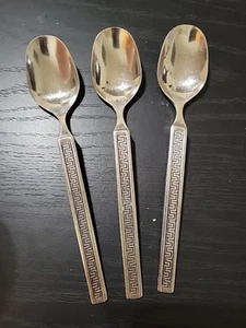 3 Large Oval Soup Table Spoons Noritake EROS 18/8 Stainless Japan 7" - Picture 1 of 6