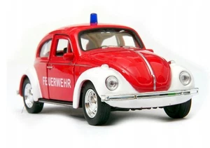 Welly Volkswagen Beetle Fire Deparment Red 1:34 1:39 Scales 4.5 Inch Car in Box - Picture 1 of 6