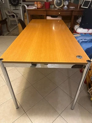 Authentic USM Haller Desk/Dining Table in Beech and Chrome stainless steel frame - Image 1 of 4