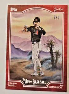 2025 Topps X Bob Ross the Joy of Baseball - Corbin Carroll #23 BRIGHT RED 2/5 - Picture 1 of 5
