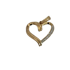 10K Yellow Gold with 0.03CT Natural Diamond Heart Pendent ALPL006