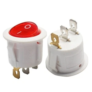 250v 6A round red 3pin spst boat white rs601 rocker switch RS601C-1020011RW 1pcs - Picture 1 of 5