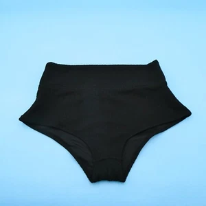 Victorias Secret Large Black Ribbed High Waist Boy Short Bikini Bottom Swimwear - Picture 1 of 7