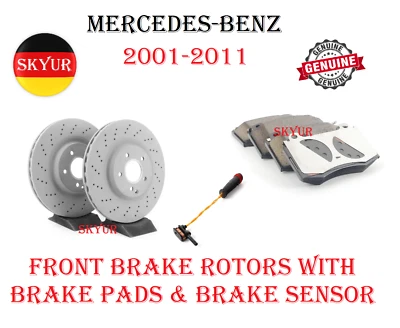 Rotores de freno delanteros con pastillas de freno y sensor para Mercedes C230 C240 C280 CLK350 Foto 1 de 4