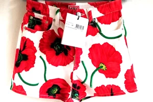 Kenzo Paris Poppy Print Shorts XS Shorts Red White Green Black BNWT - Picture 1 of 7
