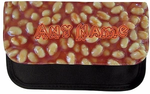 PERSONALISED BAKED BEANS PRINT SCHOOL PENCIL CASE MAKE UP BAG BIRTHDAY GIFT - Picture 1 of 3