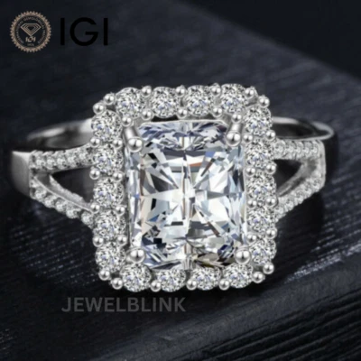 2 Carat Radiant Cut Lab Grown Diamond Halo Engagement & Wedding Ring in 14K Gold - Image 1 of 4