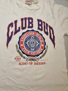 Vintage Club Bud Anheuser Busch Single Stitch T Shirt Large L VHTF RARE AS IS - Picture 1 of 9