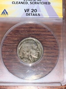 1918- D Buffalo Nickel, ANACS VF-20 DETAILS - Picture 1 of 6
