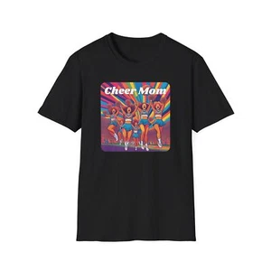 Cheer Mom Rainbow Print Unisex Tee, Cheerleader Mom Gift, Soft Cotton T-Shirt, - Picture 1 of 8