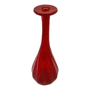RUBY RED Art Glass VASE James Mcinroe Hand Blown Twist MCM - Picture 1 of 16
