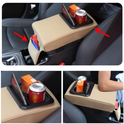 Car Armrest Pad Center Console Storage Box Cushion Mat Double Cup Holder Trims - Image 1 of 4