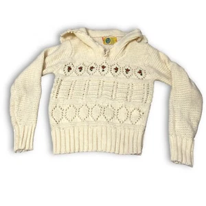 Vintage Beewear bestickte Blumen Peek-a-Boo Seemann Kragen Pullover Jugend GROSS - Bild 1 von 8