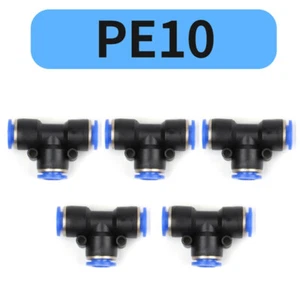 Tee Union Pneumatic Push In To Connect Fitting Connector Tube OD 3/8" 5 Piece - Picture 1 of 6