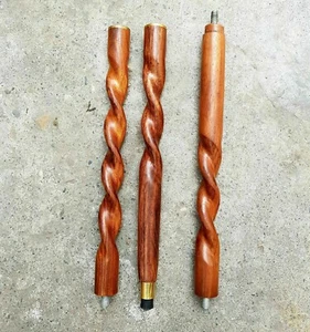 3 Fold Vintage Brass Wood Walking Stick Only For Cane Handle Only wooden shaft - Picture 1 of 2