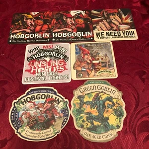 BREWERIANA - WYCHWOOD BREWERY - HOBGOBLIN - 7 DIFFERENT BEER MATS -T13 - T14 - Picture 1 of 11