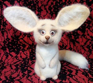Felting Fennec Fox Forest animals Handmade Soft Toy Merino Wool Crochet Baske - Picture 1 of 7