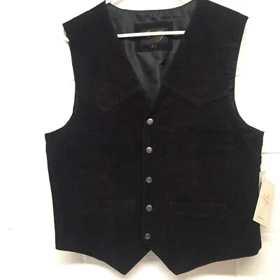 Mens Scully Lambskin Snap Front Vest 507-214-Large (42) Black Calf Suede - Image 1 of 4