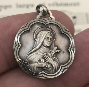 Vintage French St. Therese of Lisieux St Christopher Religious Medal c1960 - Picture 1 of 3