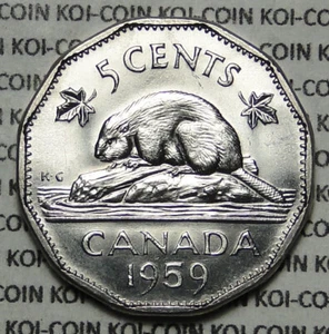BU UNC brilliant uncirculated Canada 1959 nickel five 5 cent 5c coin - Picture 1 of 2