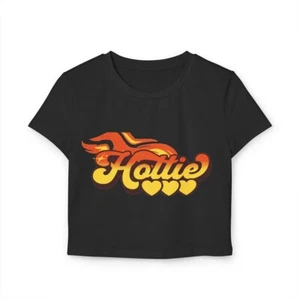 Retro Hottie Flame Crop Top Tee Y2K Aesthetic Baby T-Shirt - Schwarz M USA - Bild 1 von 6
