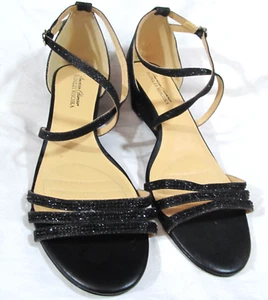 Badgley Mischka American Glamour Queen Black Glitter Wedge Dress Shoes-SIZE 11 - Picture 1 of 9